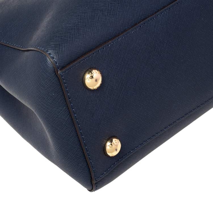 Pre Owned MICHAEL Michael Kors Dark Blue Leather Medium Cynthia Tote