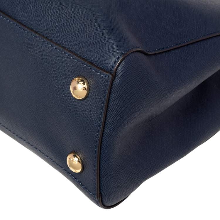 Pre Owned MICHAEL Michael Kors Dark Blue Leather Medium Cynthia Tote