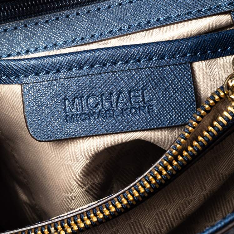 Pre Owned MICHAEL Michael Kors Dark Blue Leather Medium Cynthia Tote