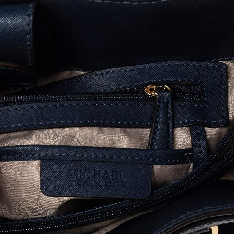 Pre Owned MICHAEL Michael Kors Navy Blue Leather North South Hamilton Tote