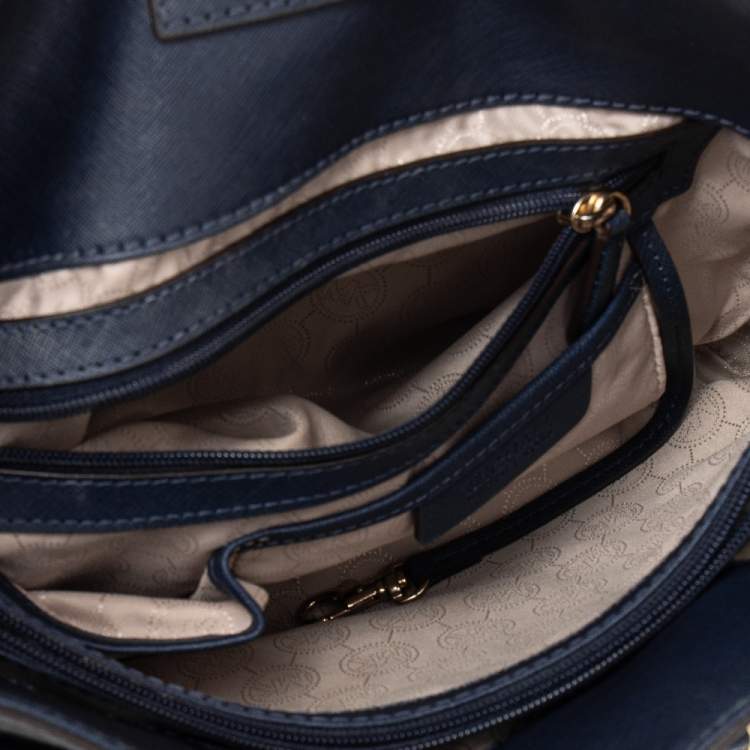 Pre Owned MICHAEL Michael Kors Navy Blue Leather North South Hamilton Tote