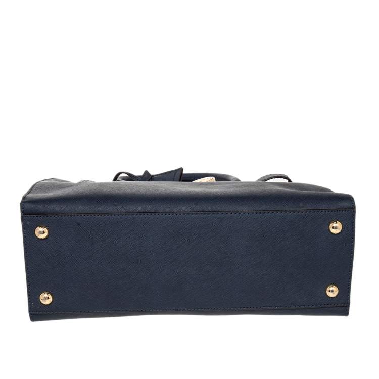 Pre Owned MICHAEL Michael Kors Navy Blue Leather North South Hamilton Tote