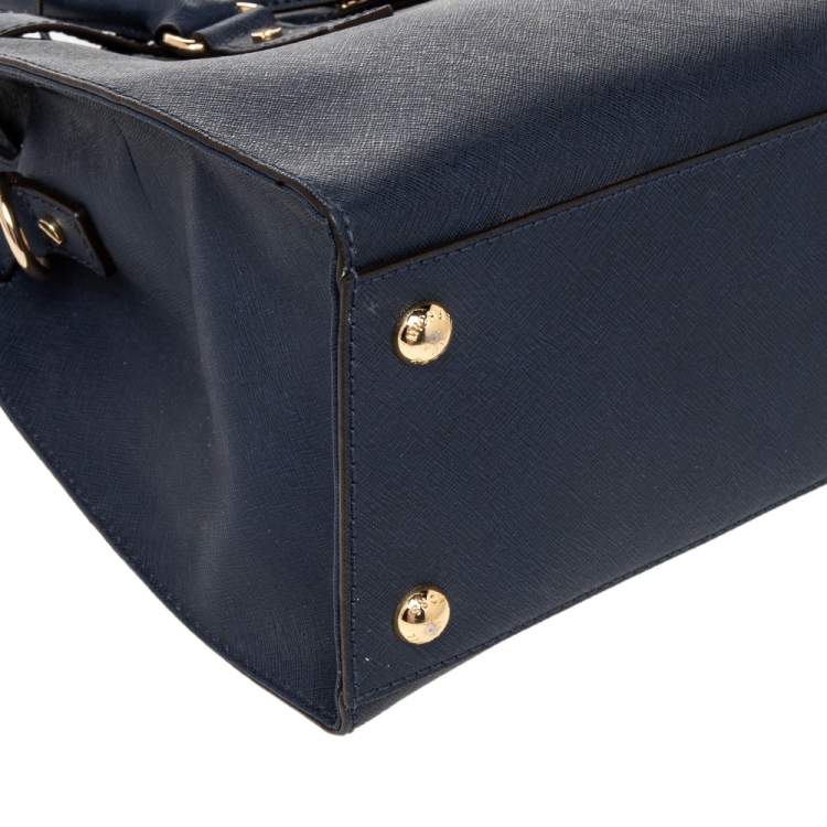 Pre Owned MICHAEL Michael Kors Navy Blue Leather North South Hamilton Tote