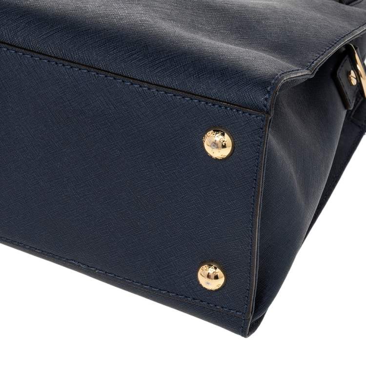 Pre Owned MICHAEL Michael Kors Navy Blue Leather North South Hamilton Tote