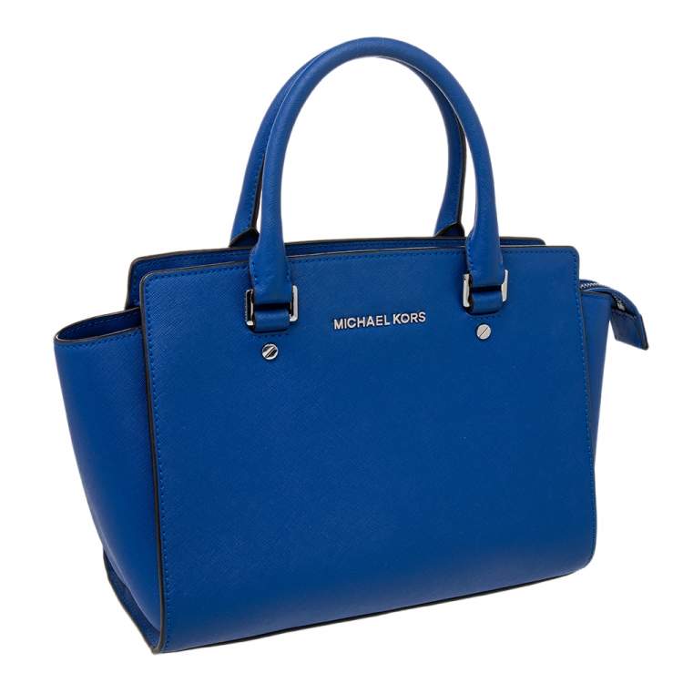 Pre Owned MICHAEL Michael Kors Blue Leather Medium Selma Tote