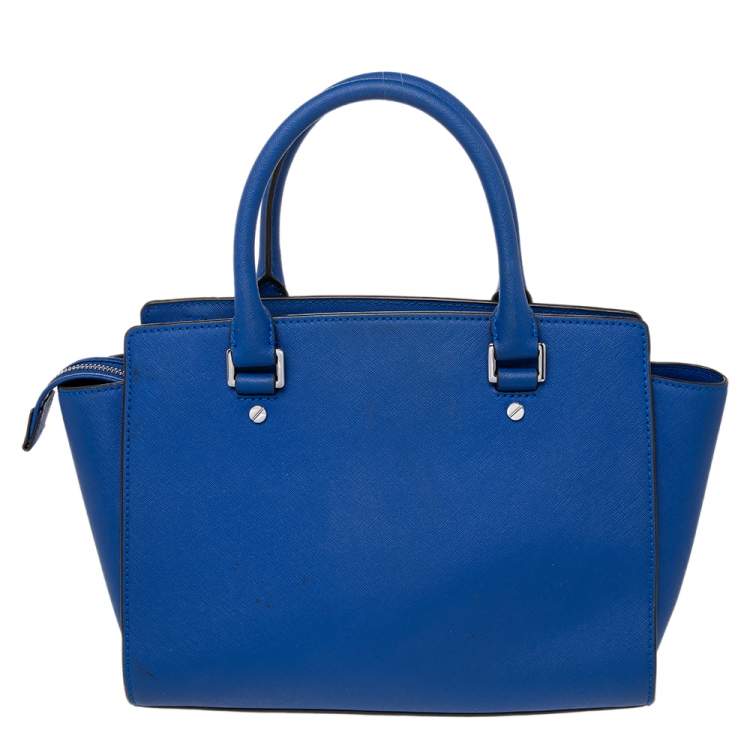 Pre Owned MICHAEL Michael Kors Blue Leather Medium Selma Tote