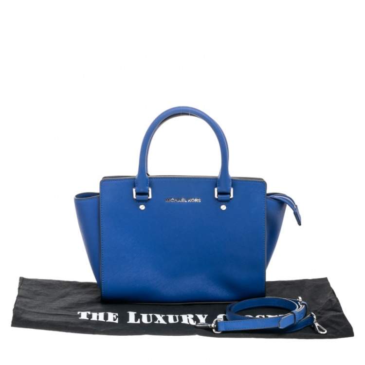 Pre Owned MICHAEL Michael Kors Blue Leather Medium Selma Tote