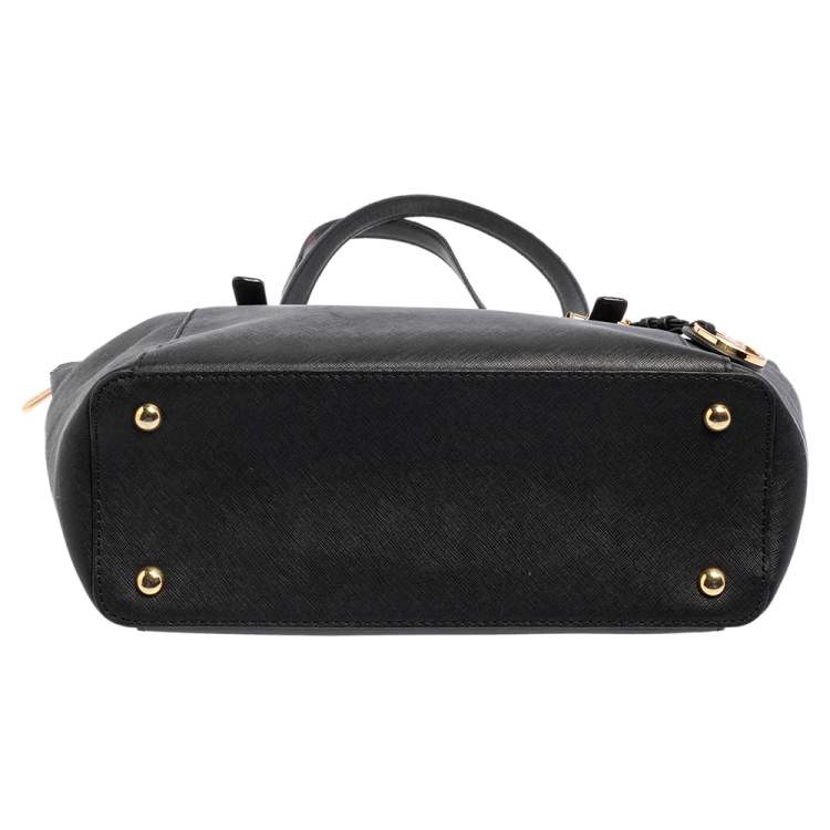 Pre Owned MICHAEL Michael Kors Black Leather Medium Jet Set Top Zip Tote