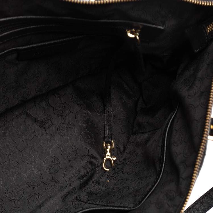 Pre Owned MICHAEL Michael Kors Black Leather Medium Jet Set Top Zip Tote