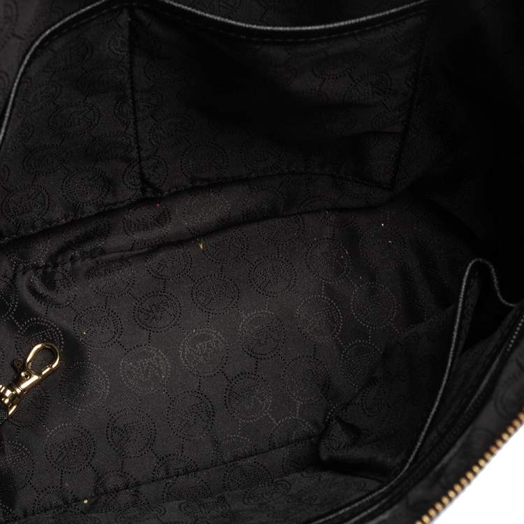 Pre Owned MICHAEL Michael Kors Black Leather Medium Jet Set Top Zip Tote