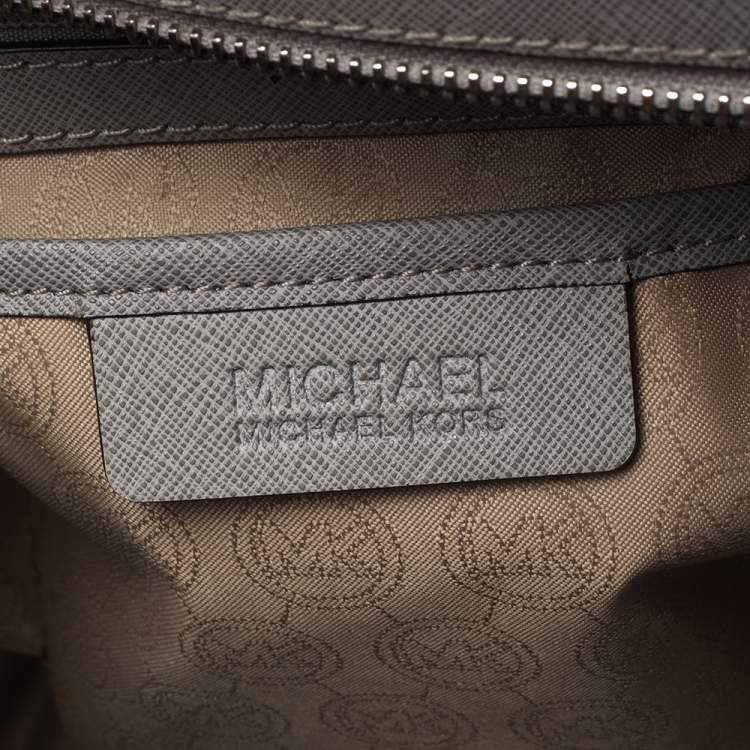 Pre Owned MICHAEL Michael Kors Grey Saffiano Leather Large Selma Tote