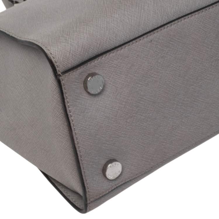 Pre Owned MICHAEL Michael Kors Grey Saffiano Leather Large Selma Tote