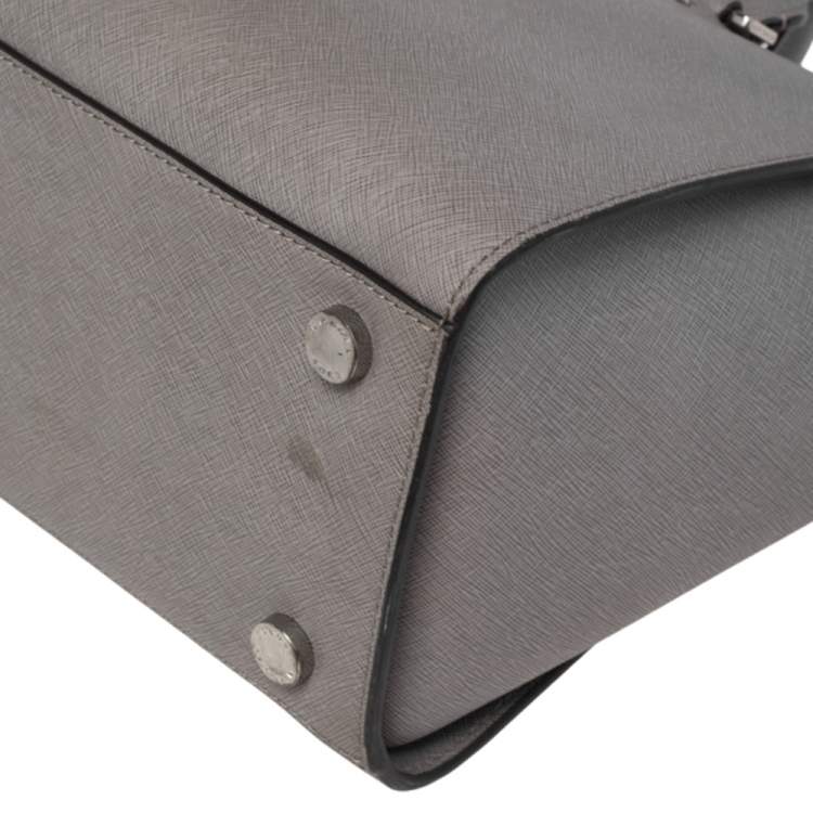 Pre Owned MICHAEL Michael Kors Grey Saffiano Leather Large Selma Tote