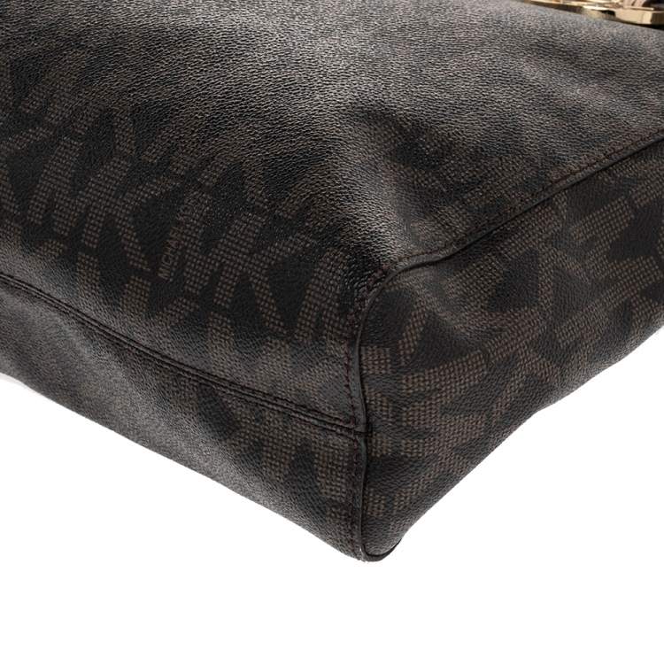 Pre Owned MICHAEL Michael Kors Brown Signature Canvas Large Jet Set Tote