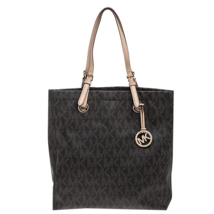 Pre Owned MICHAEL Michael Kors Brown Signature Canvas Large Jet Set Tote