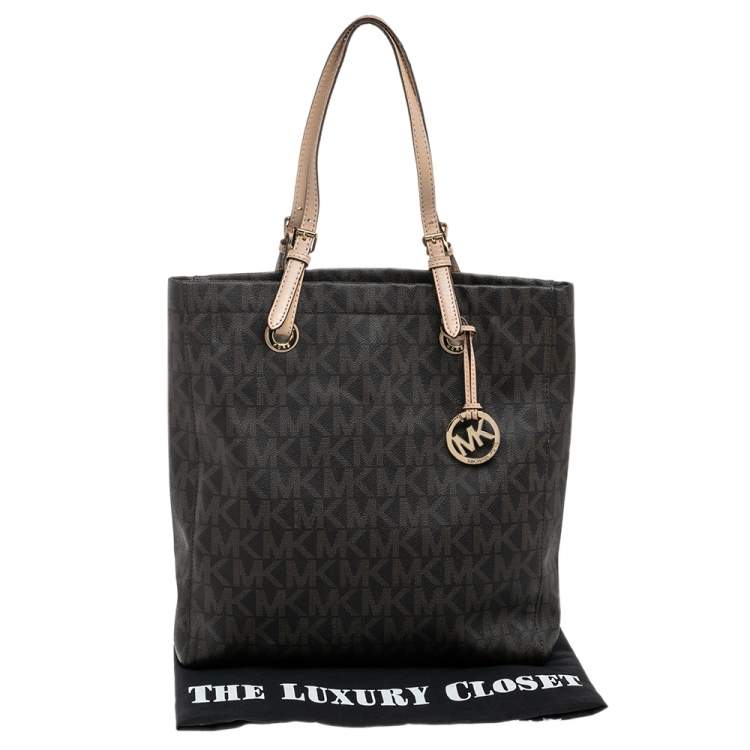 Pre Owned MICHAEL Michael Kors Brown Signature Canvas Large Jet Set Tote
