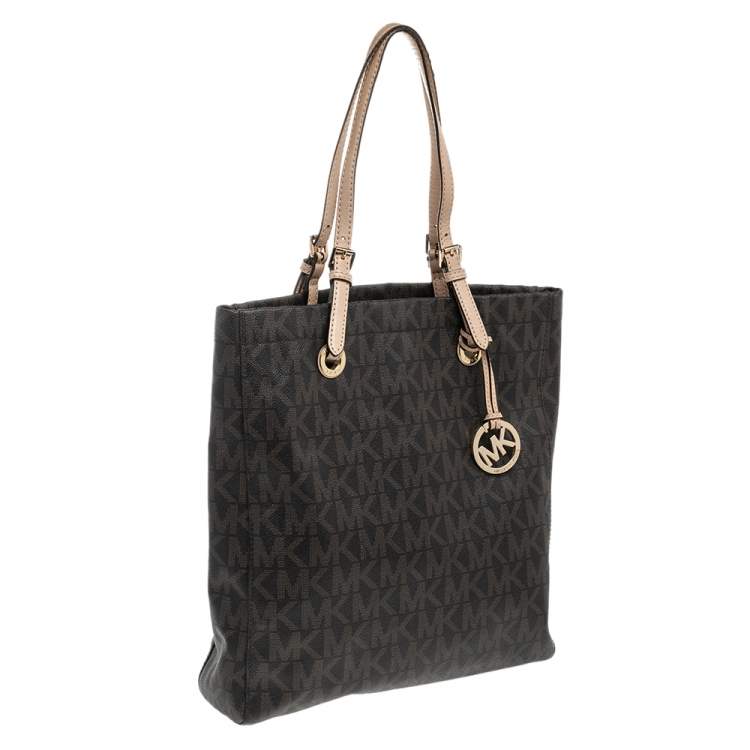Pre Owned MICHAEL Michael Kors Brown Signature Canvas Large Jet Set Tote
