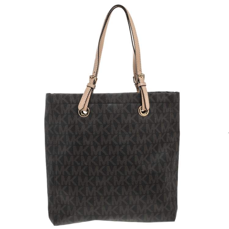 Pre Owned MICHAEL Michael Kors Brown Signature Canvas Large Jet Set Tote