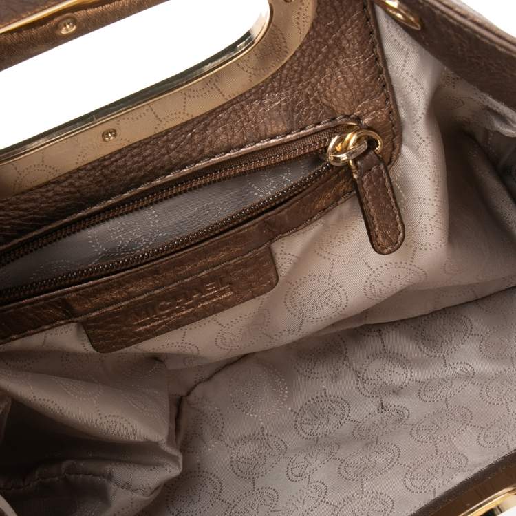 Pre Owned MICHAEL Michael Kors Bronze Grained Leather Berkley Clutch
