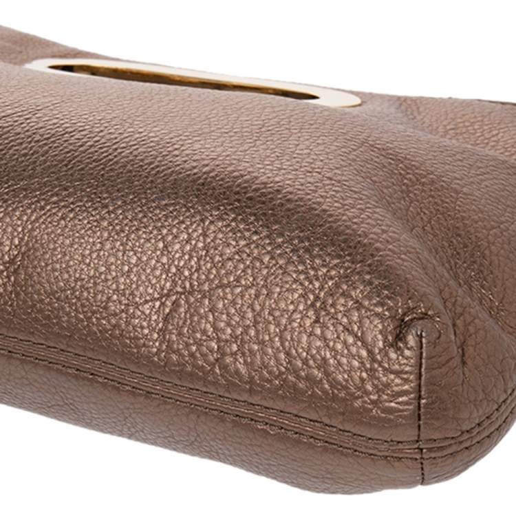 Pre Owned MICHAEL Michael Kors Bronze Grained Leather Berkley Clutch