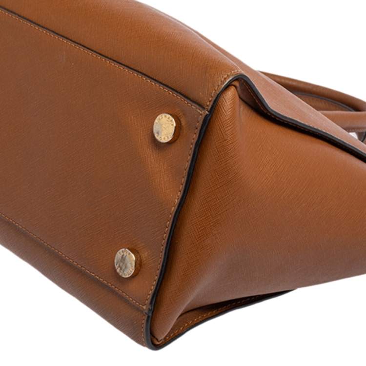Pre Owned MICHAEL Michael Kors Brown Saffiano Leather Large Selma Tote