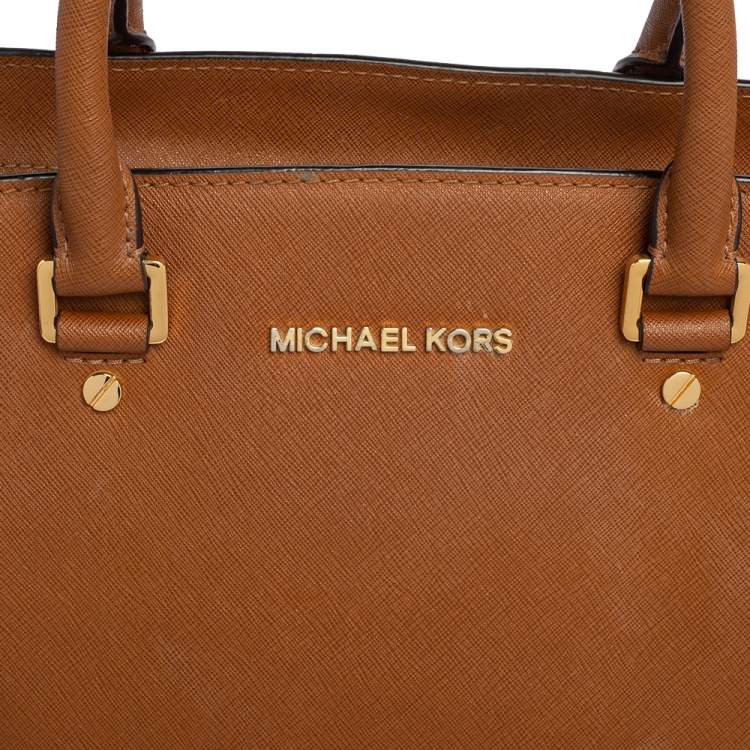 Pre Owned MICHAEL Michael Kors Brown Saffiano Leather Large Selma Tote