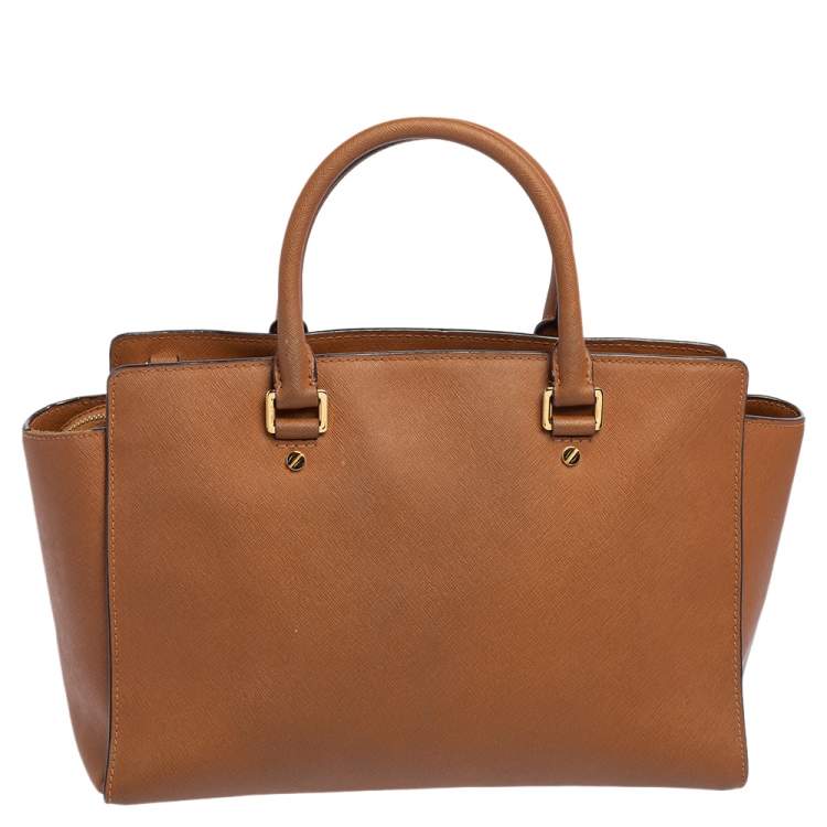 Pre Owned MICHAEL Michael Kors Brown Saffiano Leather Large Selma Tote