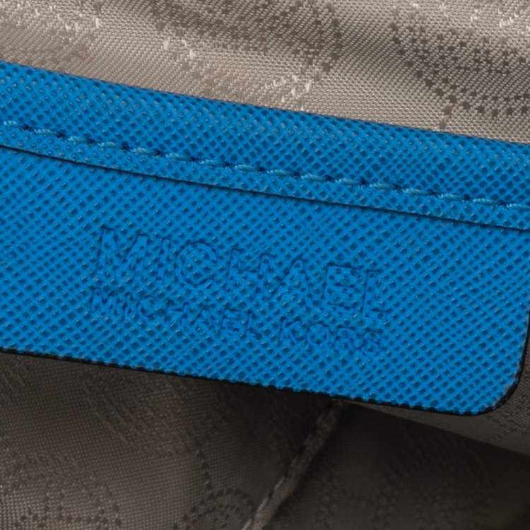 Pre Owned MICHAEL Michael Kors Blue Saffiano Leather Jet Set Shopper Tote