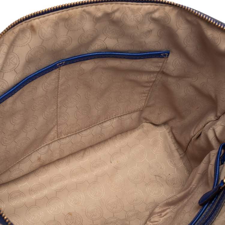 Pre Owned MICHAEL Michael Kors Blue Leather Medium Jet Set Top Zip Tote