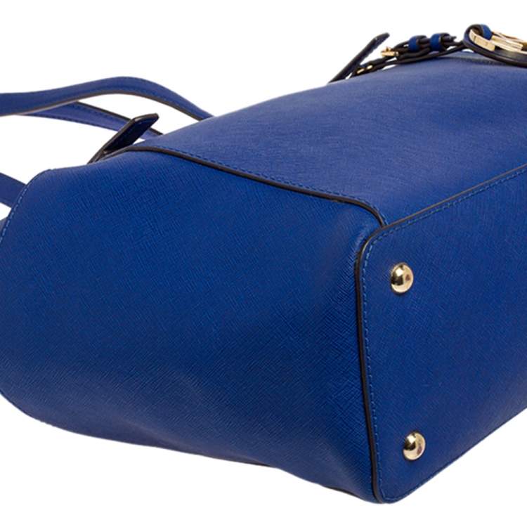 Pre Owned MICHAEL Michael Kors Blue Leather Medium Jet Set Top Zip Tote