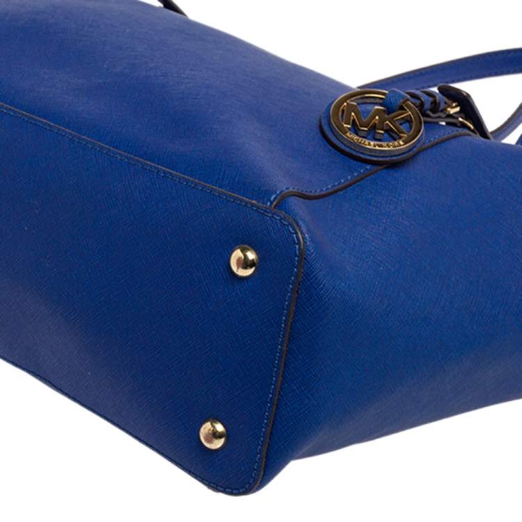 Pre Owned MICHAEL Michael Kors Blue Leather Medium Jet Set Top Zip Tote