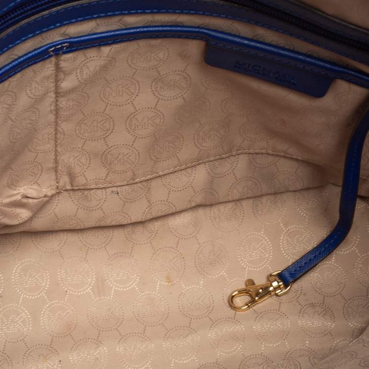 Pre Owned MICHAEL Michael Kors Blue Leather Medium Jet Set Top Zip Tote