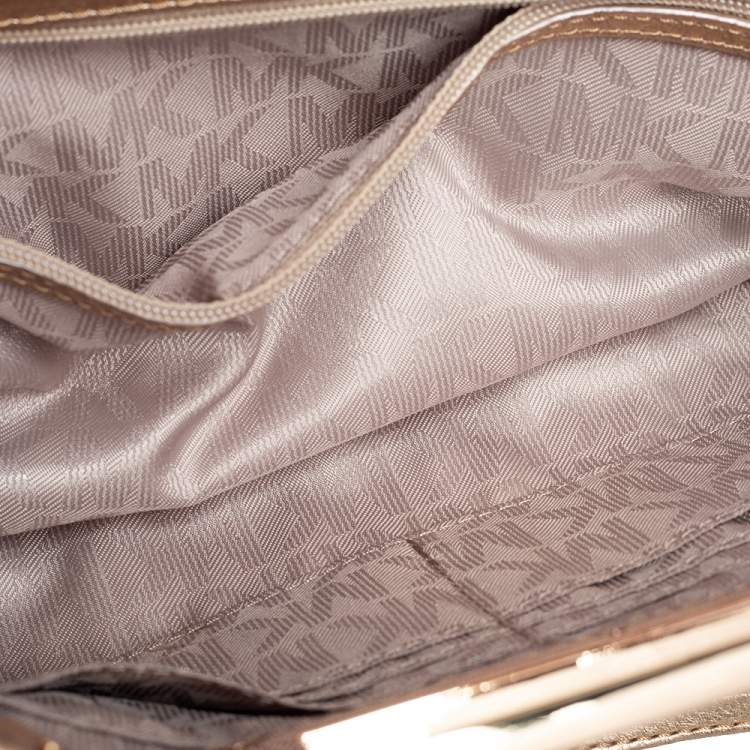 Pre Owned MICHAEL Michael Kors Metallic Gold Leather Berkley Clutch