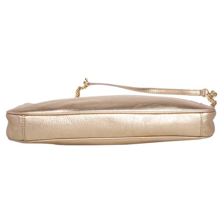 Pre Owned MICHAEL Michael Kors Metallic Gold Leather Berkley Clutch