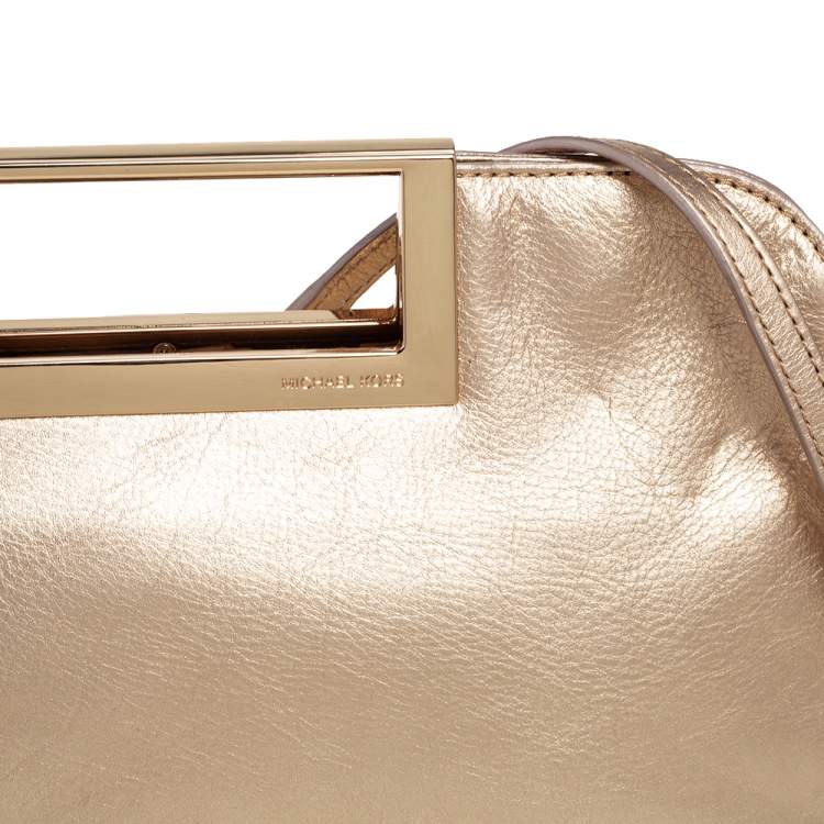 Pre Owned MICHAEL Michael Kors Metallic Gold Leather Berkley Clutch