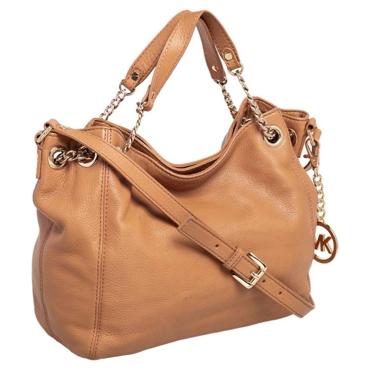 Pre Owned MICHAEL Michael Kors Tan Leather Jet Set Chain Tote
