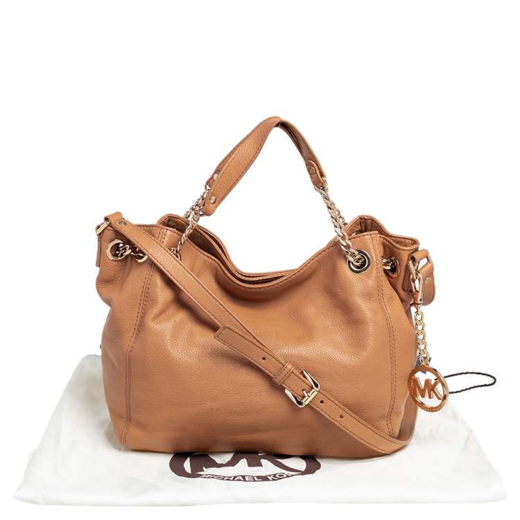 Pre Owned MICHAEL Michael Kors Tan Leather Jet Set Chain Tote