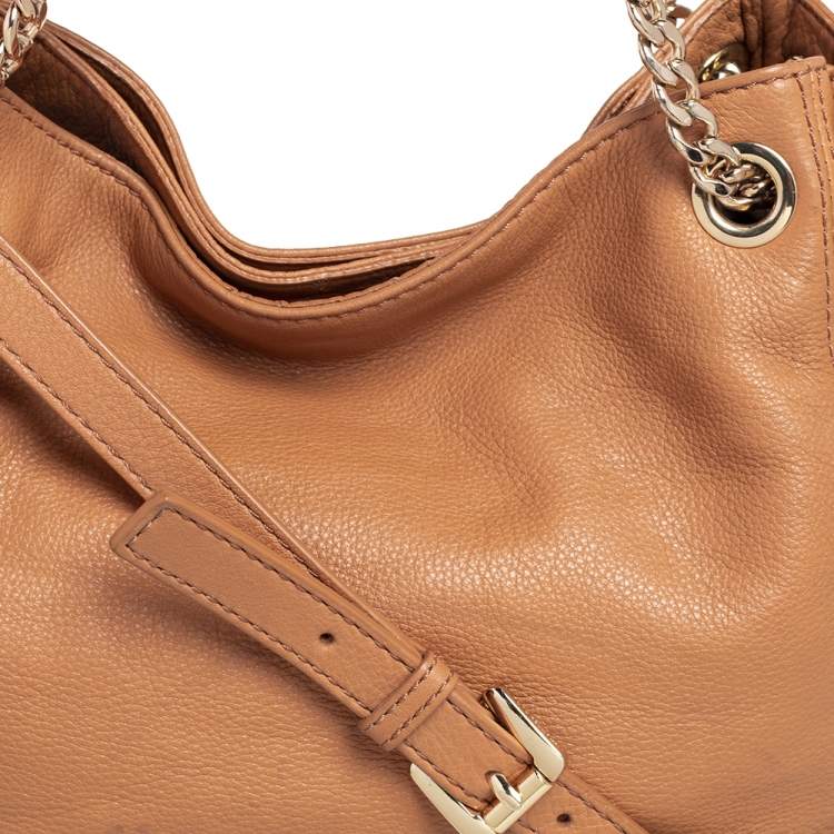 Pre Owned MICHAEL Michael Kors Tan Leather Jet Set Chain Tote