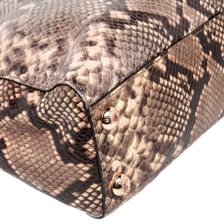 Pre Owned MICHAEL Michael Kors Brown Python Embossed Leather Small Cynthia Satchel