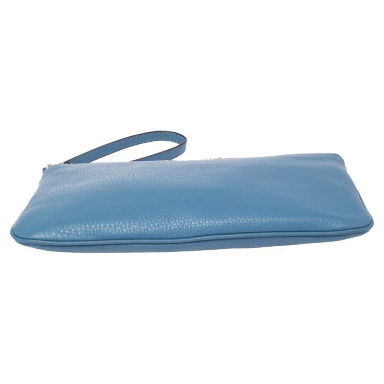 Pre Owned MICHAEL Michael Kors Blue Leather Jet Set Travel Wristlet Clutch