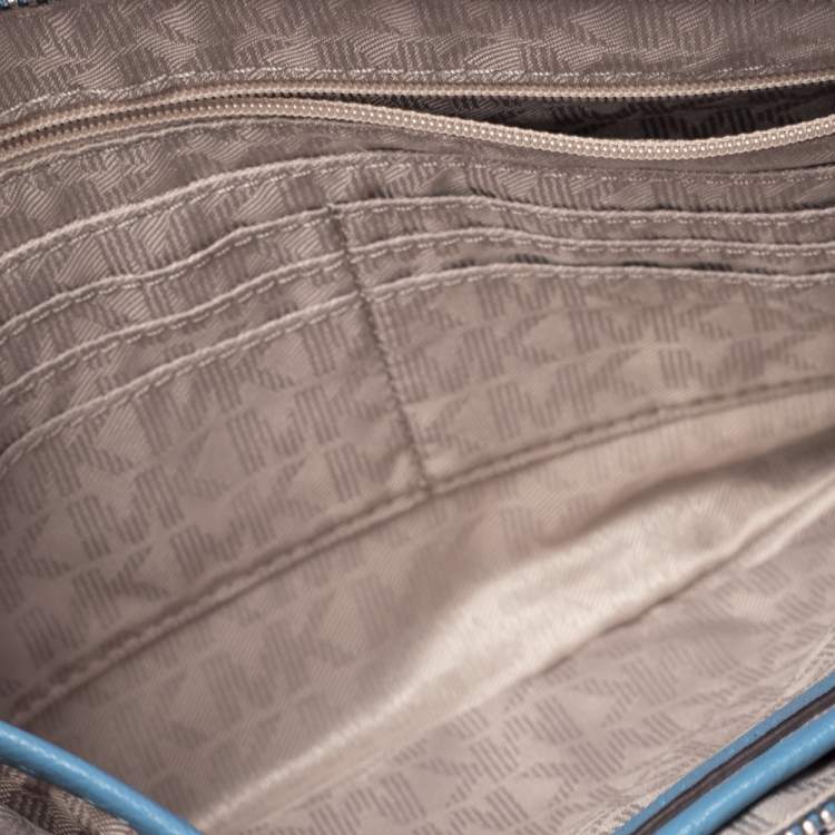 Pre Owned MICHAEL Michael Kors Blue Leather Jet Set Travel Wristlet Clutch