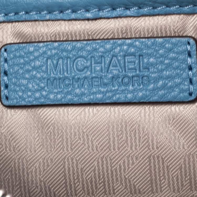 Pre Owned MICHAEL Michael Kors Blue Leather Jet Set Travel Wristlet Clutch