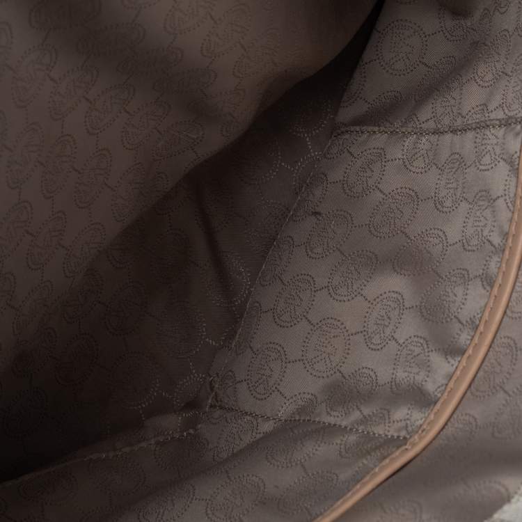 Pre Owned MICHAEL Michael Kors Beige Coated Canvas Jet Set Tote