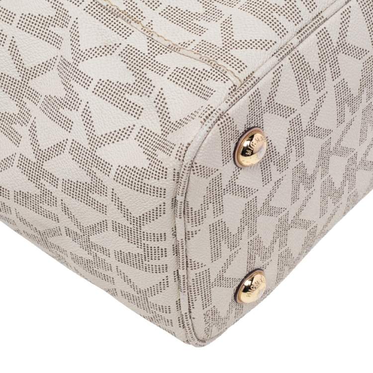 Pre Owned MICHAEL Michael Kors Beige Coated Canvas Jet Set Tote