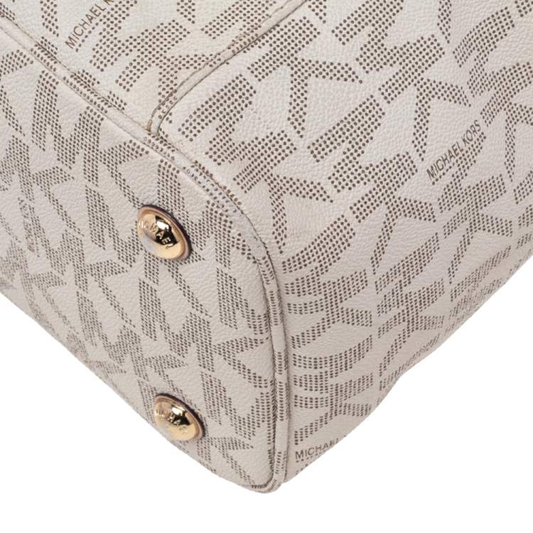 Pre Owned MICHAEL Michael Kors Beige Coated Canvas Jet Set Tote