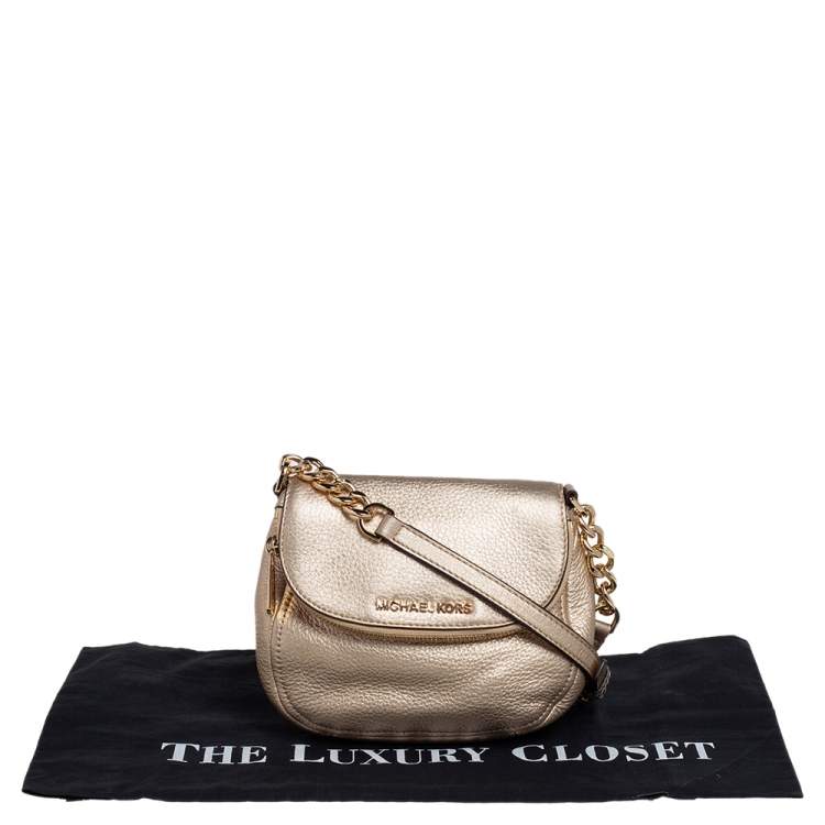 مملوكة مسبقًا MICHAEL Michael Kors Metallic Gold Leather Bedford Crossbody Bag