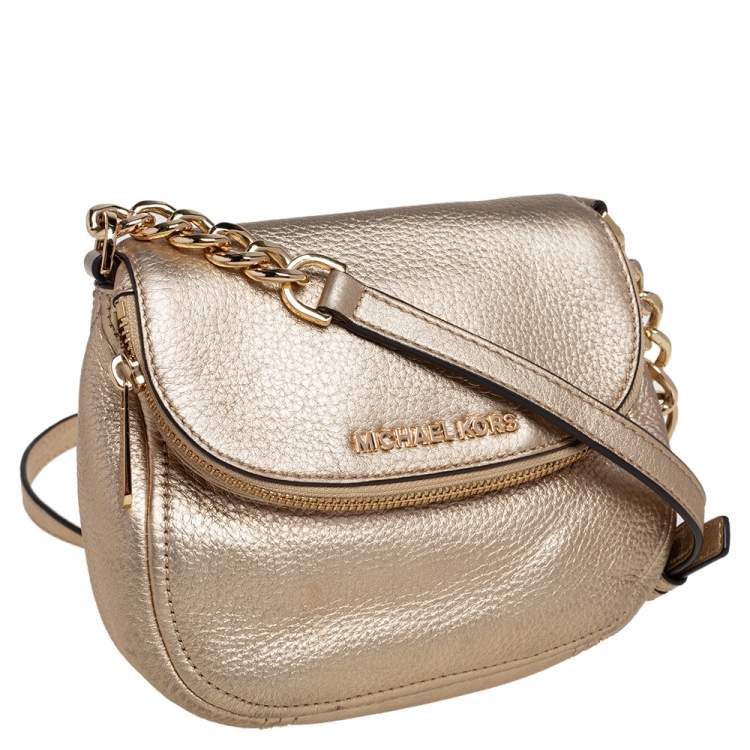 مملوكة مسبقًا MICHAEL Michael Kors Metallic Gold Leather Bedford Crossbody Bag