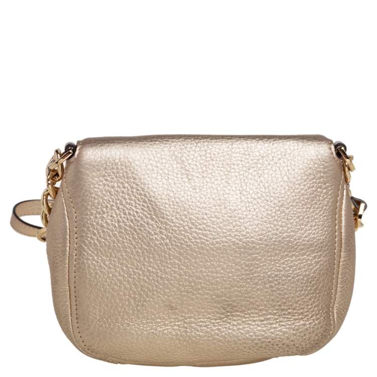 مملوكة مسبقًا MICHAEL Michael Kors Metallic Gold Leather Bedford Crossbody Bag