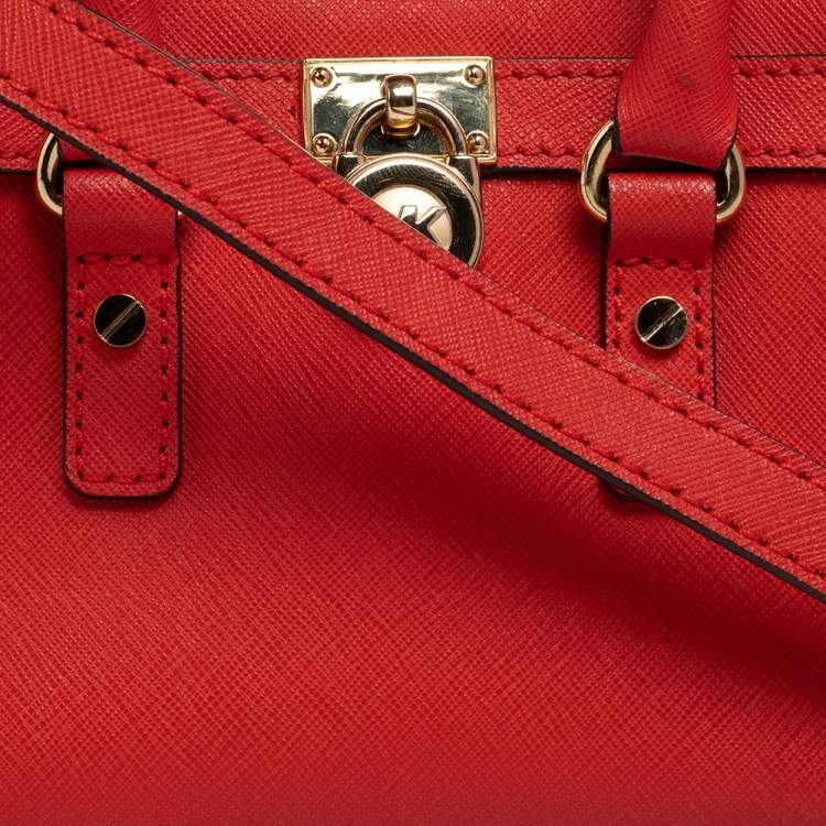 Pre Owned MICHAEL Michael Kors Red Leather Mini Hamilton Crossbody Bag