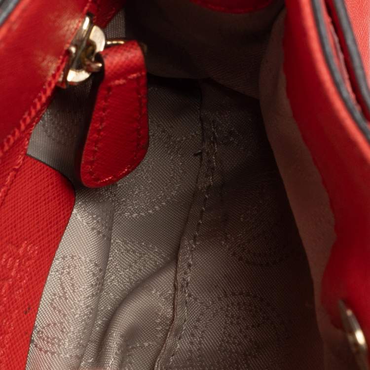 Pre Owned MICHAEL Michael Kors Red Leather Mini Hamilton Crossbody Bag